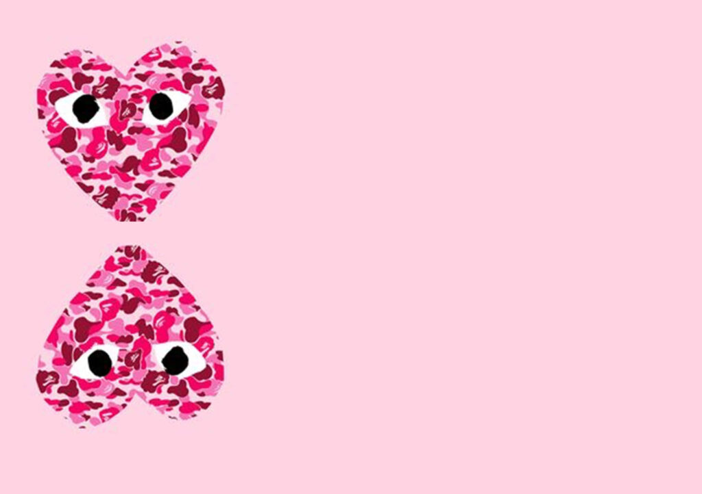 Comme Des Garçons Pink Hearts Camouflage Wallpaper Background