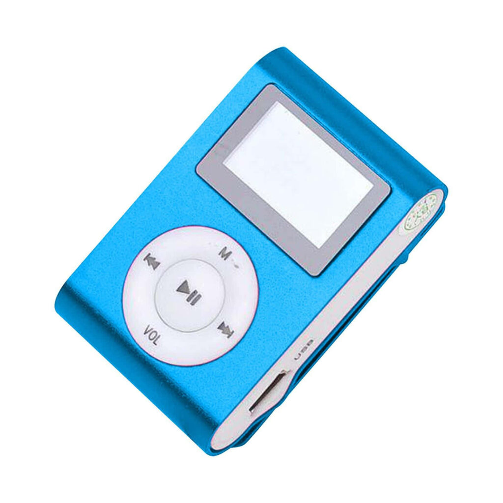 Minimalist Blue MP3 Player Wallpaper for Portable Music Playback