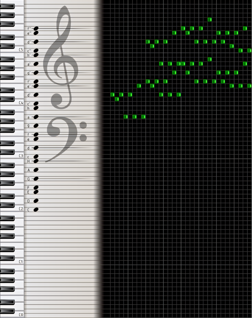 Wallpaper: Piano Roll vs. Traditional Sheet Music Comparison