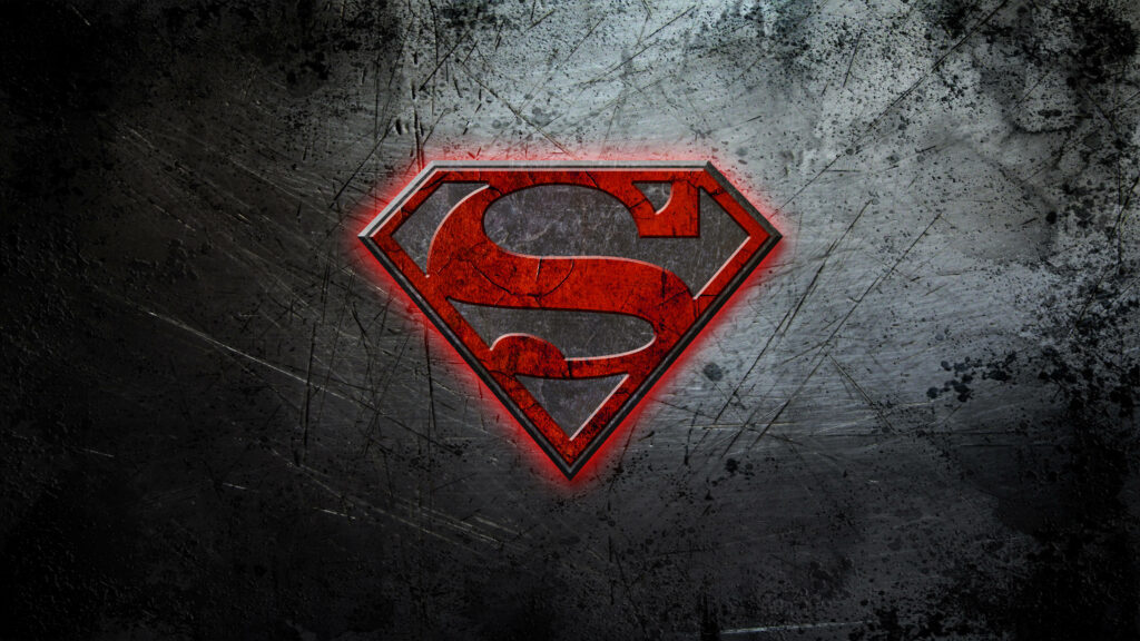 Concrete Crusader: Textured Red Superman Logo Wallpaper