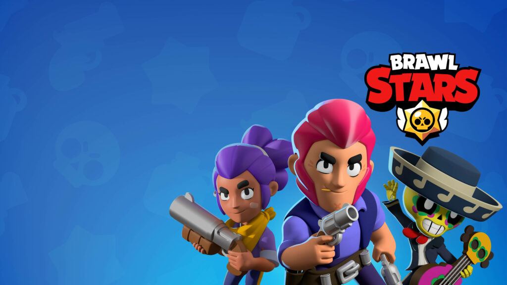 Confident Trio: Damage Dealers and Support in Brawl Stars 4K Wallpaper
