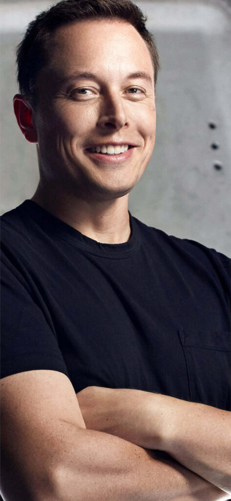 Confident Elon Musk Portrait Wallpaper in Casual Black Shirt