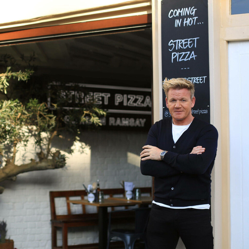 Gordon Ramsay Wallpaper: Confident at Street Pizza Restaurant