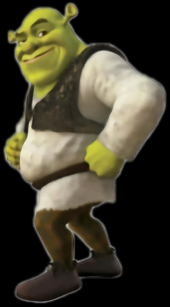 Confident Shrek Wallpaper: Iconic Green Design on Transparent Background