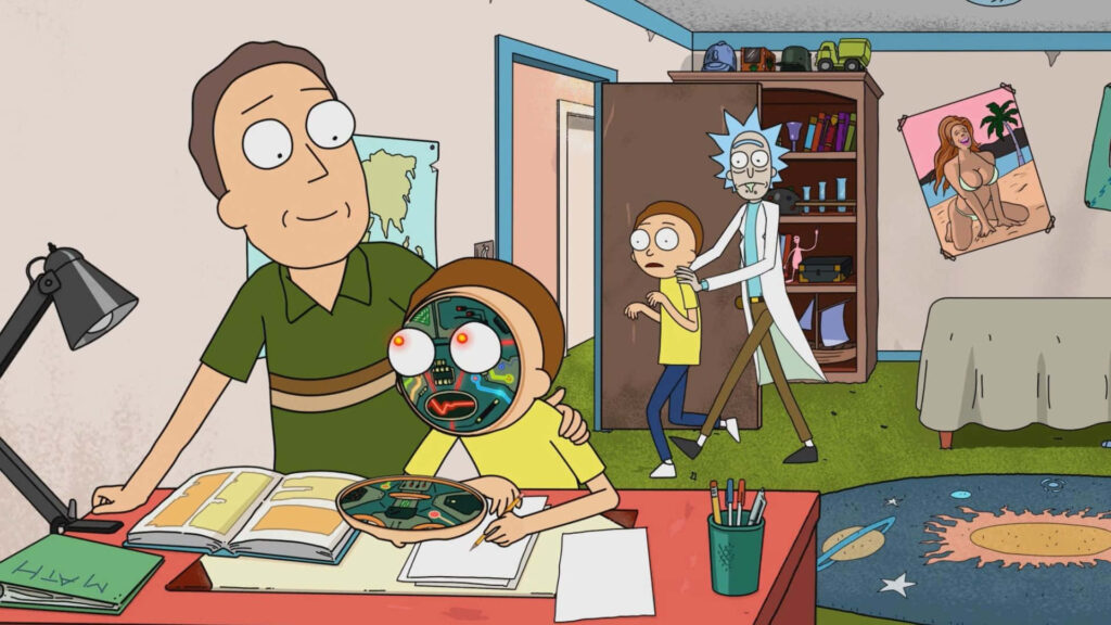 Jerry Smith Strikes a Pose: Vibrant Backdrop Captures the Confidence of a Beloved Rick and Morty Character Wallpaper