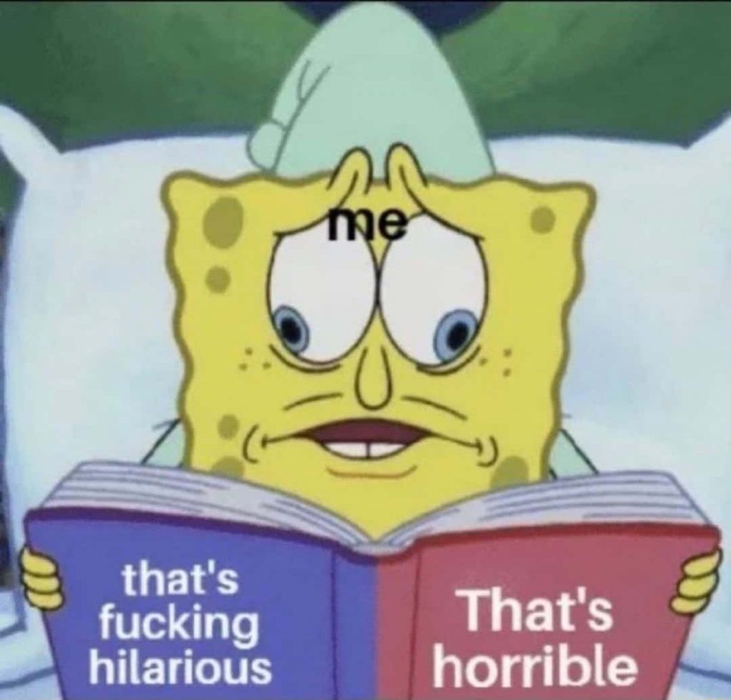 SpongeBob conflicted meme wallpaper with open book reading hilarious and horrible captions