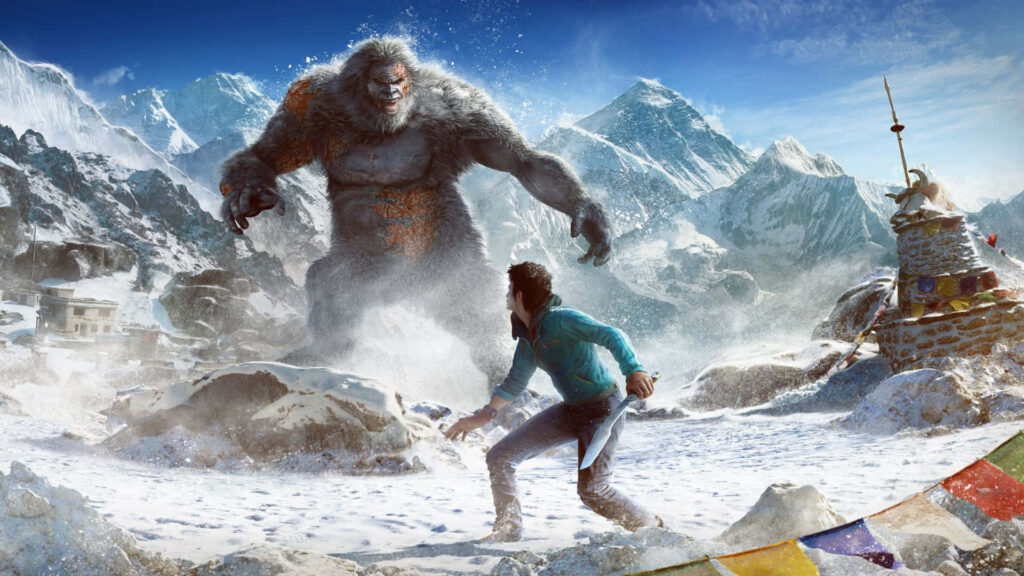 Confronting the Mythical Yeti: Majestic Encounter in the Snowy Mountains of Far Cry 4 Wallpaper