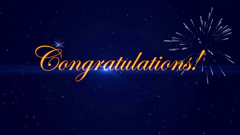 Congratulations gold script digital wallpaper navy background bright fireworks stars celebration