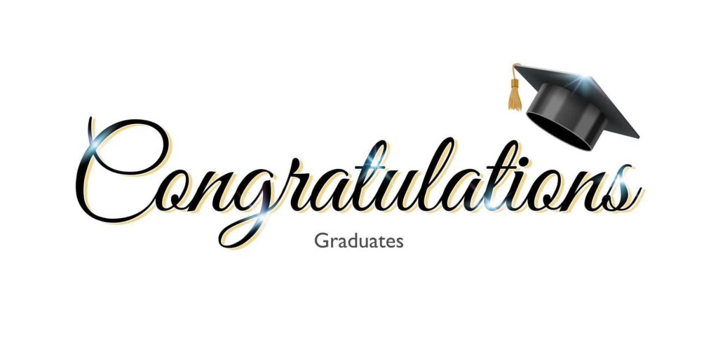 Elegant Congratulations Graduates graphic with cursive text black mortarboard and gold tassel design Wallpaper