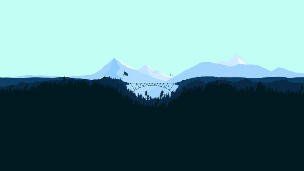 Bridging the Mountain Gap: A Minimalistic Perspective Wallpaper