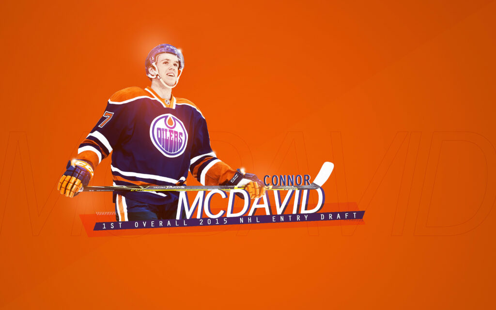 Connor McDavid in Edmonton Oilers jersey 2015 NHL Draft first overall vibrant wallpaper background