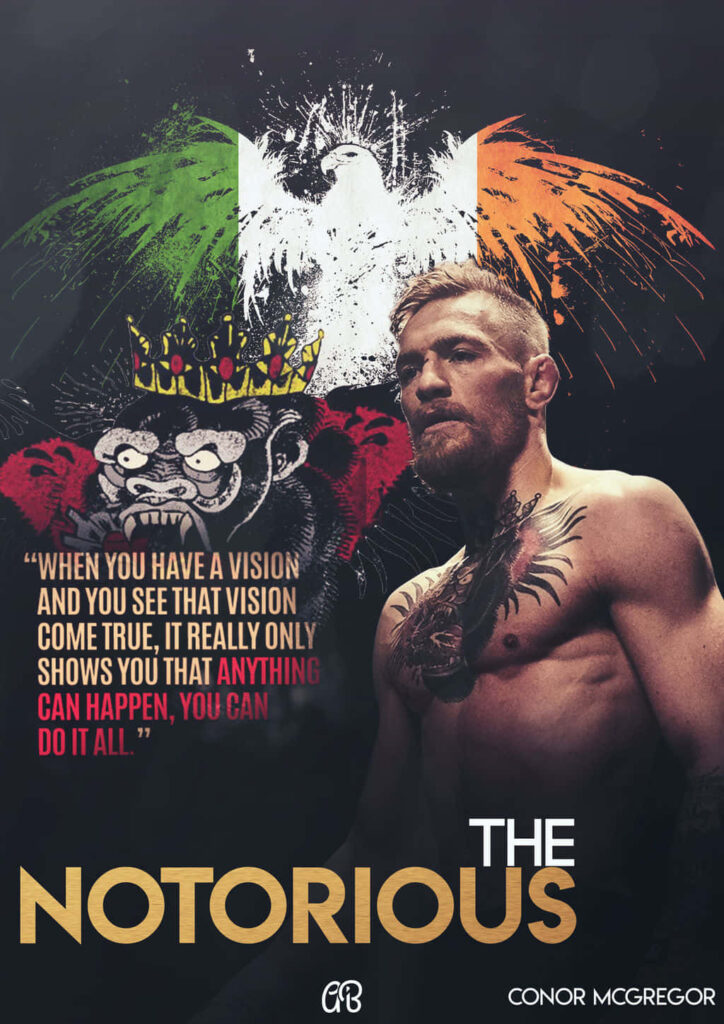 Intense Conor McGregor Wallpaper with Artistic Irish Flag Design