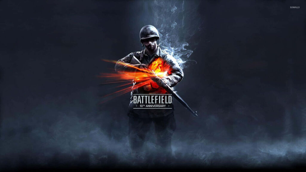 Action-packed Battlefield V wallpaper with intense soldier in battle
