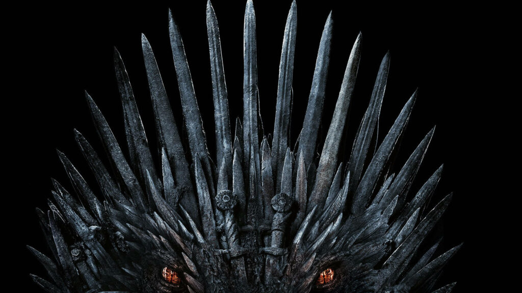 Game of Thrones wallpaper with glowing dragon from Iron Throne swords for Zoom background