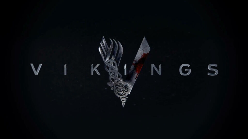 Ravishingly Dark: Vikings Show Title Card on Black Background Wallpaper