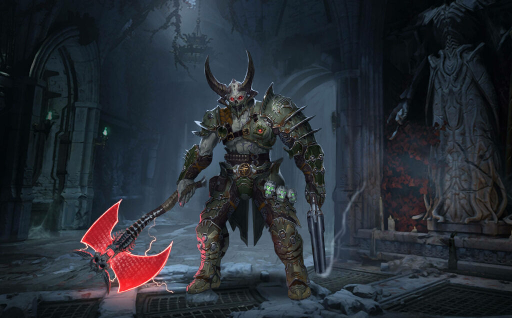 Enter the Realm of Doom: Unleashing Hell on the Marauder - A Brave Battle Awaits Wallpaper