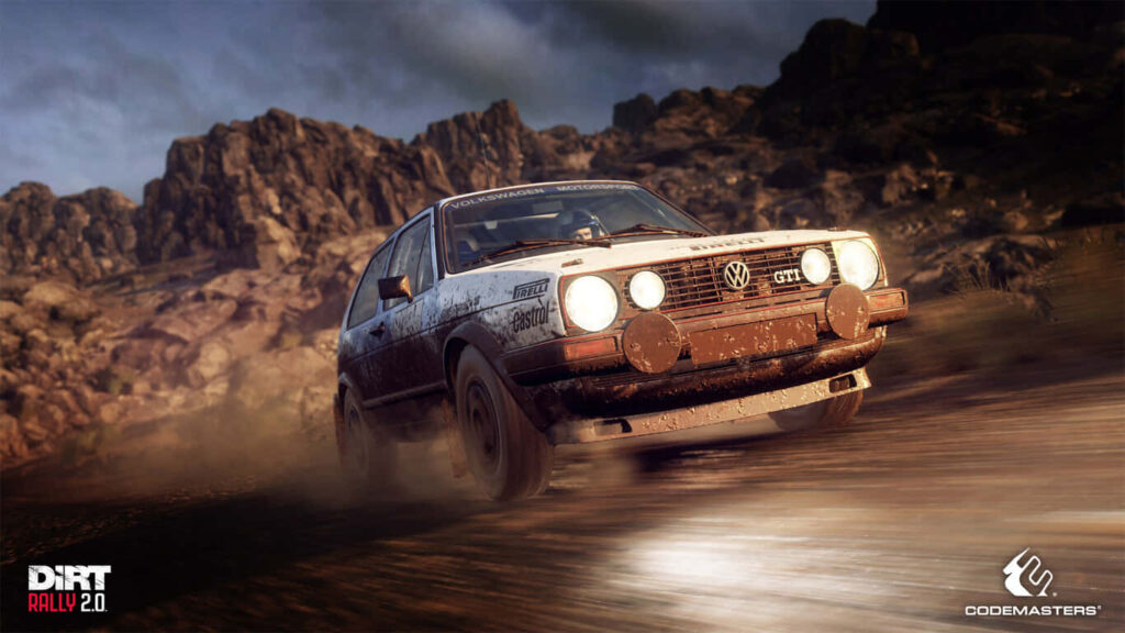 Dirt Rally Wallpaper: Classic Rally Car Drifting on Dirt Track with Intense Speed and Thrilling Off-Road Racing Background