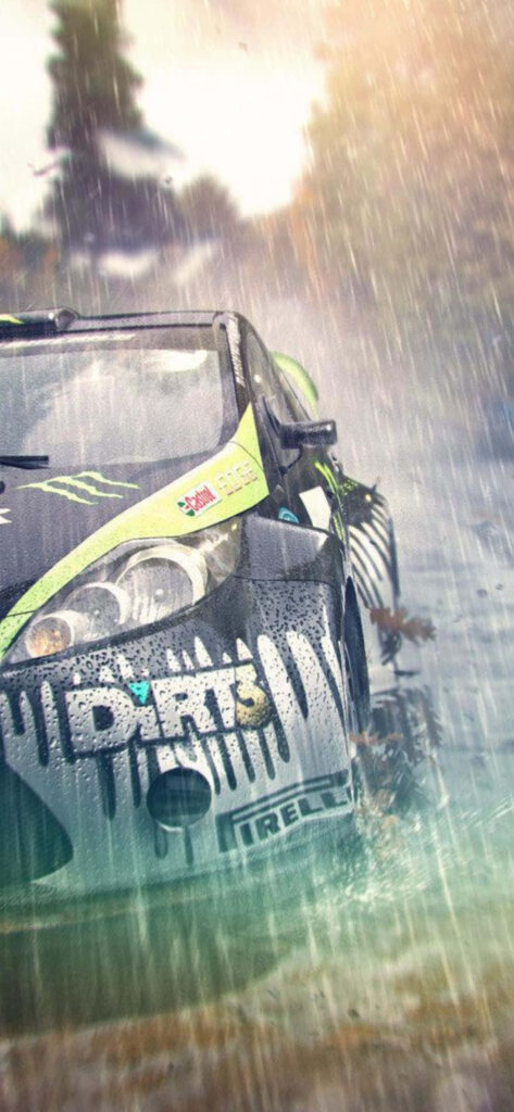 Dirt Rally Car Drifting on Muddy Track - Intense Off-Road Racing Wallpaper