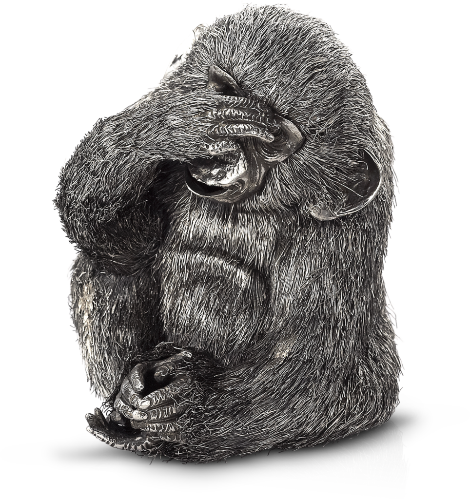 Monochromatic Chimpanzee Art: Serene Contemplation & Calm Atmosphere Wallpaper