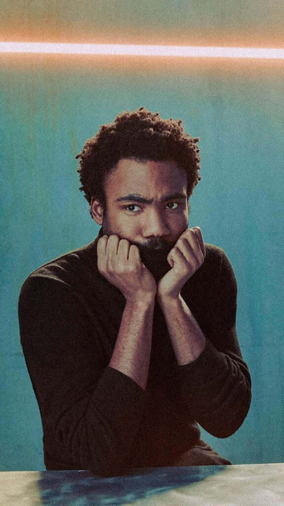 Artistic Donald Glover Portrait with Neon Lights - Wallpaper Background