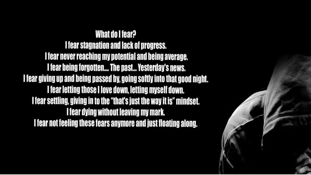 Reflective Quotes on Fear with Shadowy Background Wallpaper