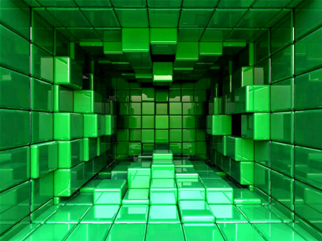 “Modern 3D Green Cube Wallpaper: Dynamic, Immersive Background”