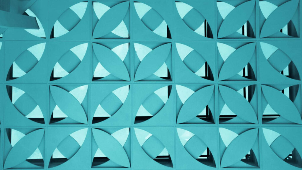 Teal Geometric Wallpaper: Modern Eye-Like Pattern for Stylish Interiors