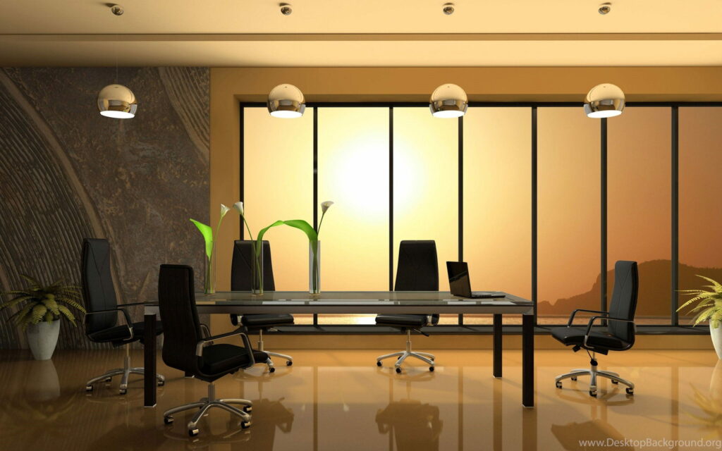 Contemporary Professional Workspace: Inspiring QHD Wallpaper Image of a Modern Office Interior