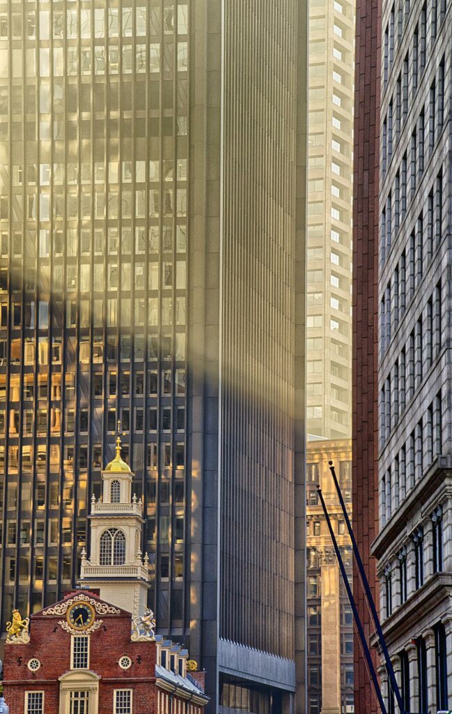 Contrasting Architecture Wallpaper: Historic Church & Modern Skyscrapers