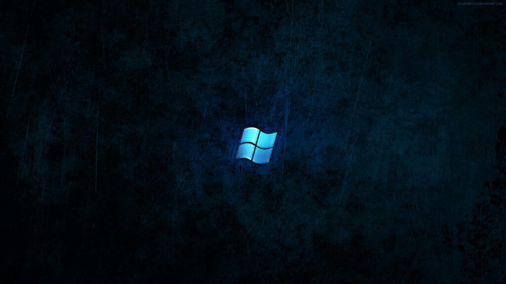 Contrasting Hues: Illuminated Blue Logo Embraced by Textured Darkness - Captivating Dark Windows Background Image Wallpaper