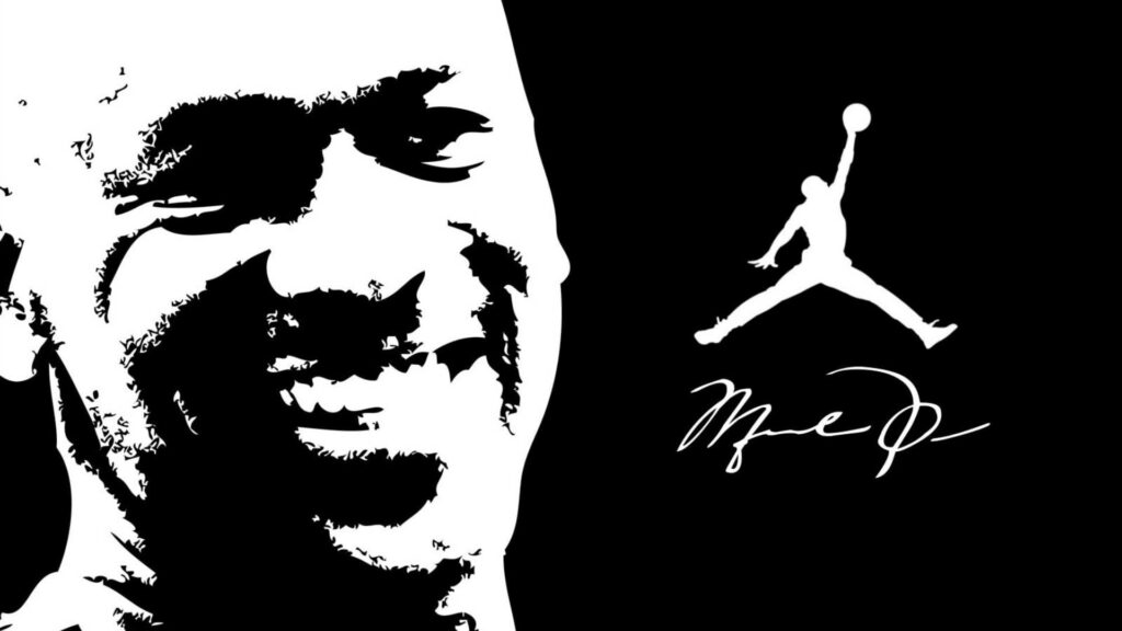 Iconic Monochromatic Portrait: Michael Jordan, Embodied Grace and Signature Style in a Striking Digital Illustration Wallpaper