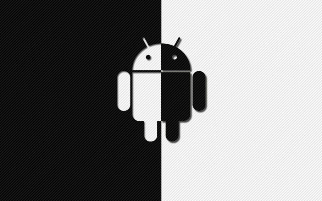 Monochromatic Android: A Sleek Desktop Background Featuring the Iconic Black and White Android Logo Wallpaper