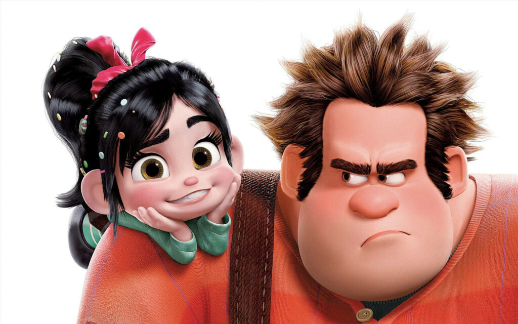 Wreck-It Ralph & Vanellope Contrast: Animated Movie Wallpaper