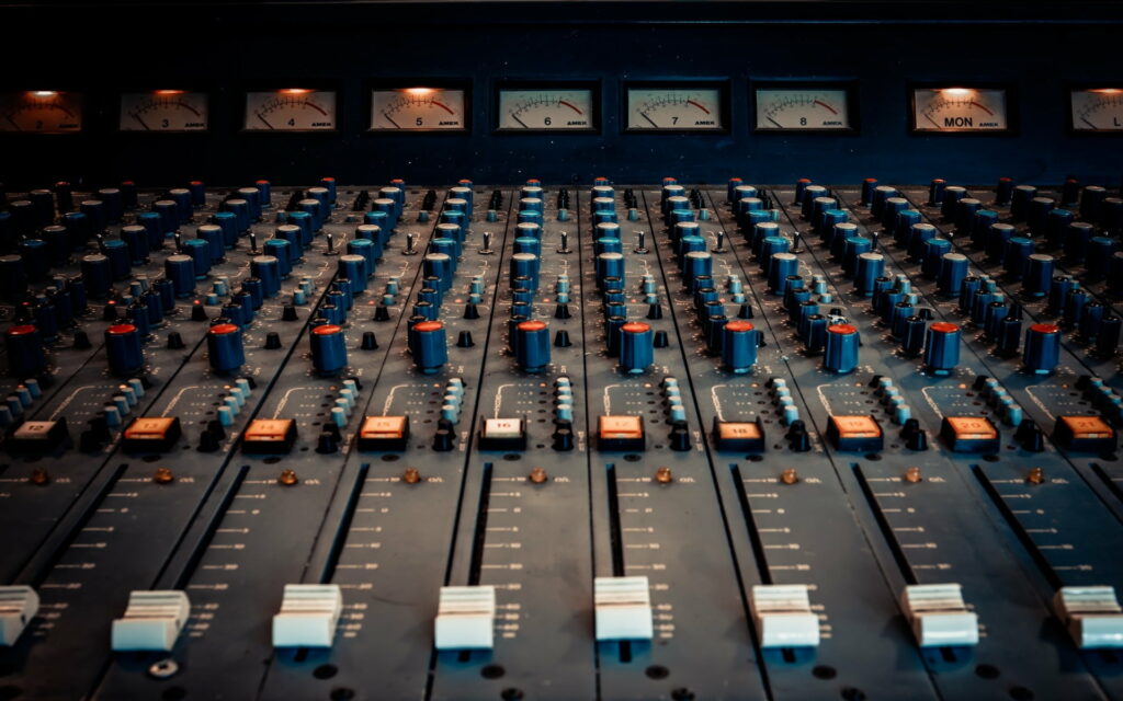 Acoustic Bliss: Sound Panel and Control Panel in a Professional Recording Studio - HD Wallpaper Background Photo