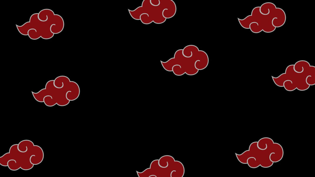 Crimson Mist: The Striking Akatsuki Insignia Embraced by Darkness Wallpaper