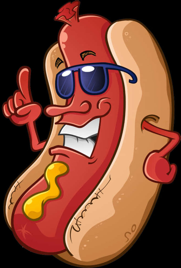 Cool Animated Hot Dog Character in Sunglasses - Fun Wallpaper Background