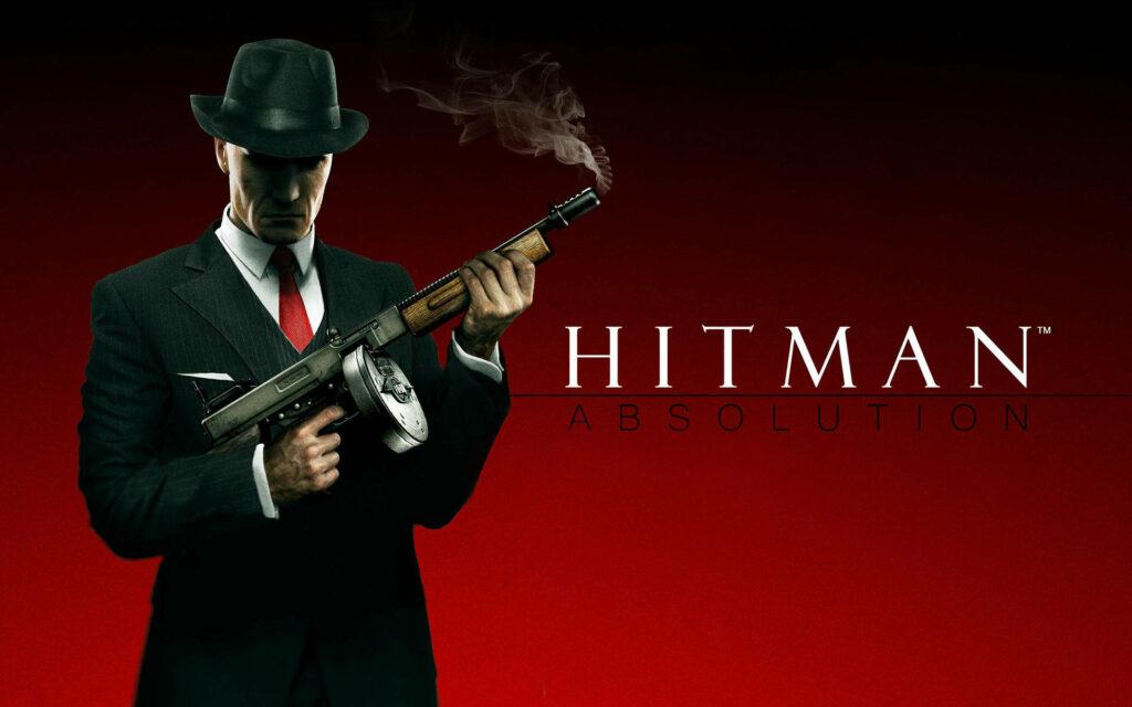 Crimson Shades: A Stylish Assassin in Retro Attire Wallpaper
