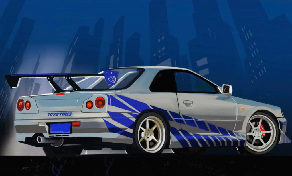 Paul Walker's Sleek Ride: Showcasing the Iconic Nissan Skyline in Style! Wallpaper