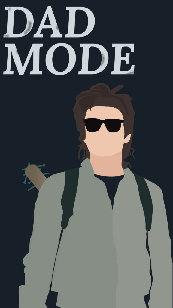 Cool Dad Mode: Minimalist Character with Bat - Digital Wallpaper
