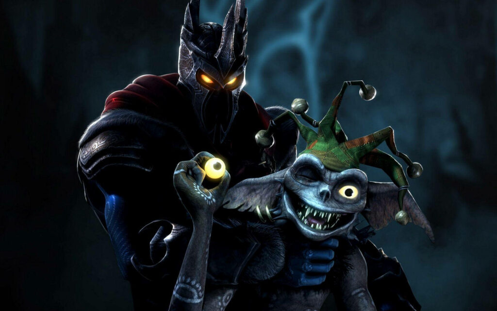 Cool Overlord Wallpaper: Dark Overlord & Goblin Jester in Mystery