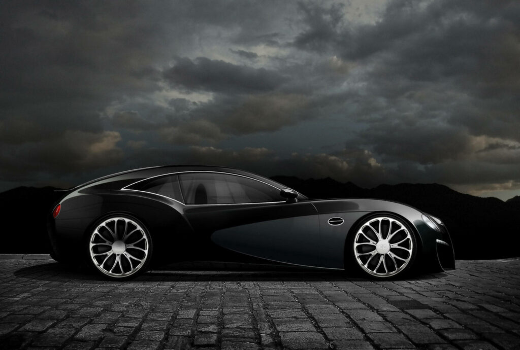 Aggressive Elegance: Iconic Bugatti Type 7 Sports Car Captivated beneath a Brooding Sky Wallpaper