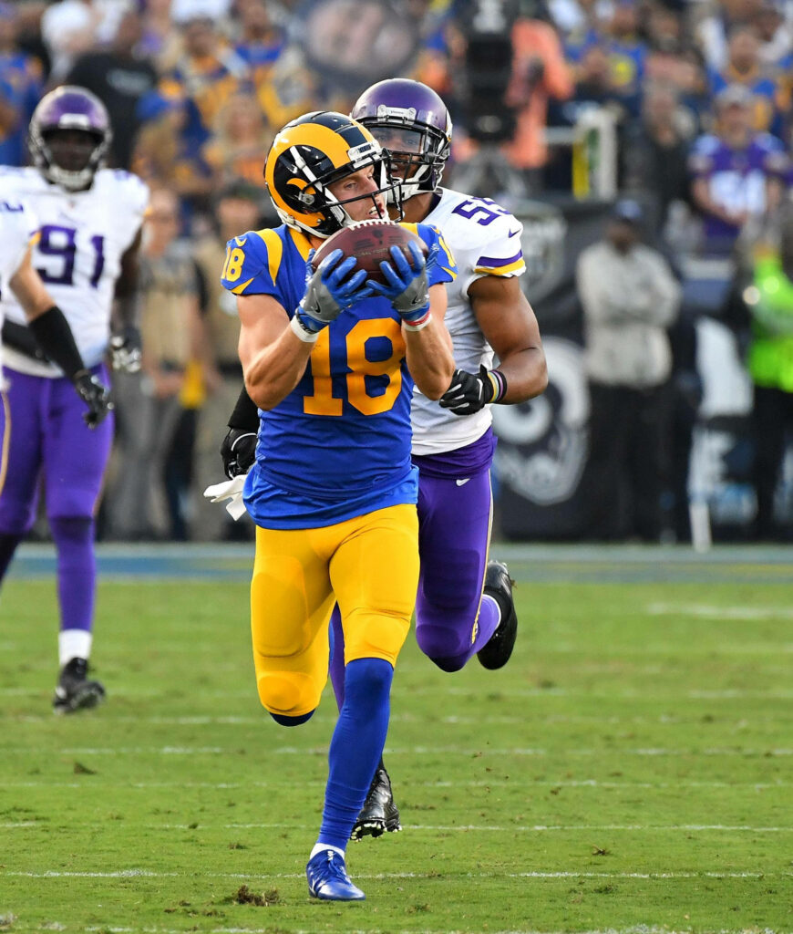 Cooper Kupp LA Rams dynamic running catch NFL game sharp action sports wallpaper background