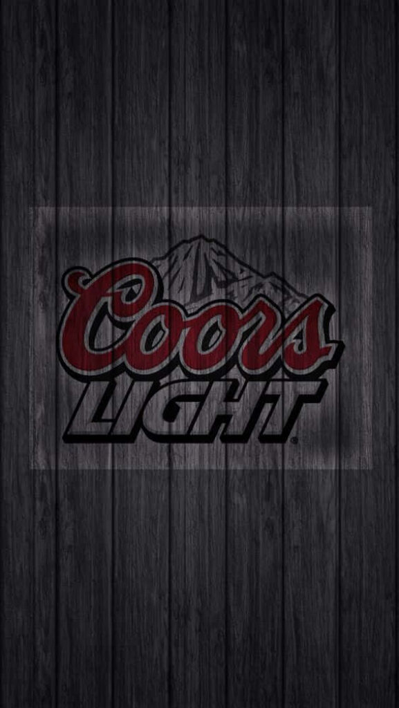 Coors Light logo with bold red silver text on rustic dark wooden background wallpaper