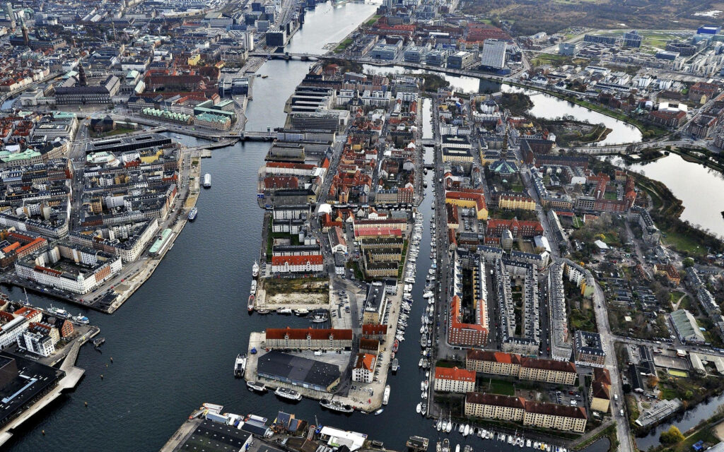 Aerial View of Copenhagen: Stunning Architecture Wallpaper Background