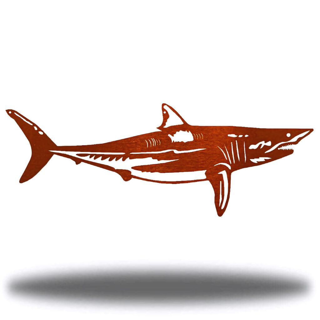Copper shark illustration in bold minimalist style with warm tones on white background wallpaper