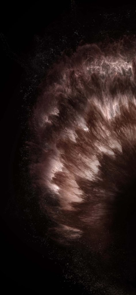 Abstract copper and bronze ink clouds on black background iPhone 11 Pro OLED wallpaper background