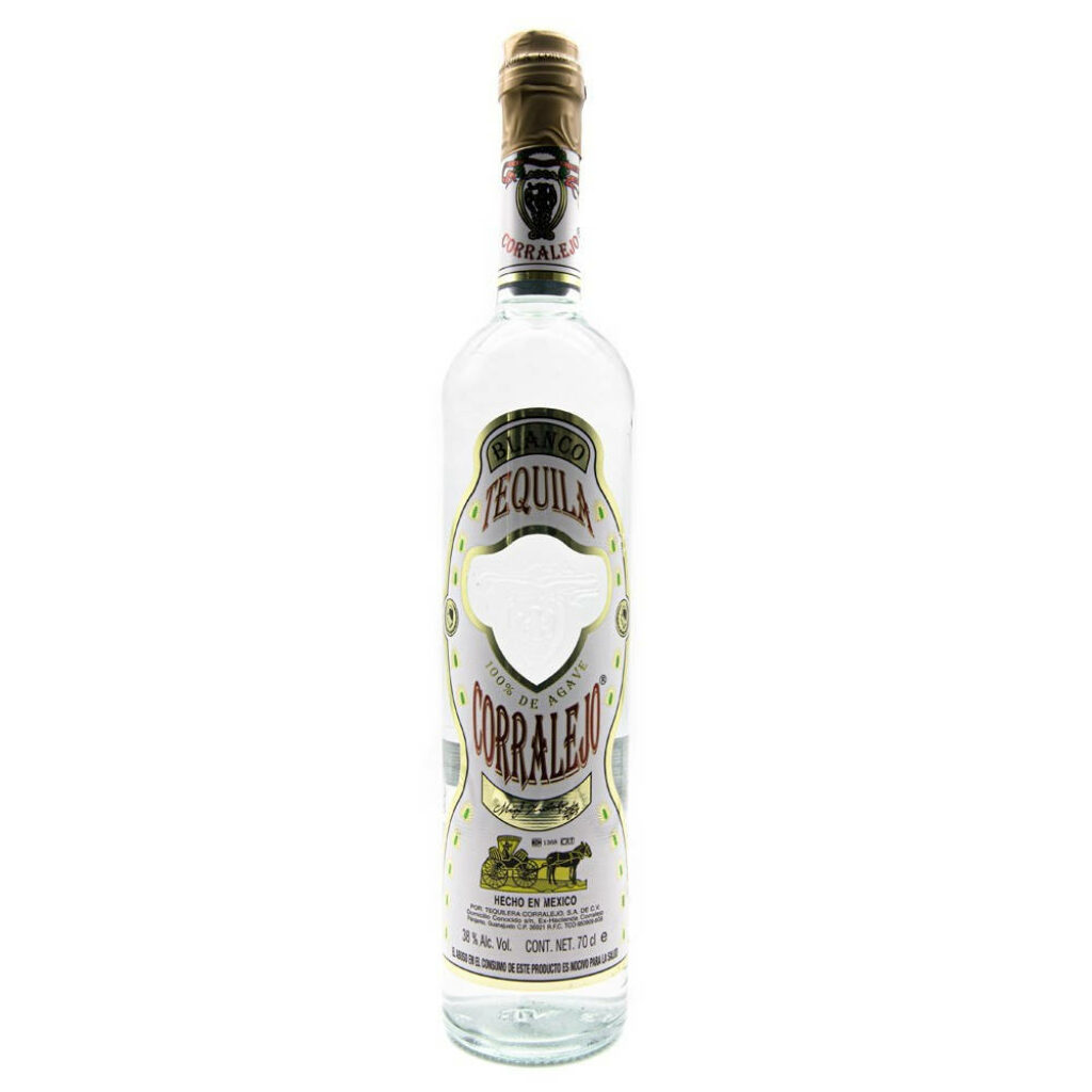 Corralejo Tequila Reposado bottle with gold red label on white background showcasing Mexican craft Wallpaper