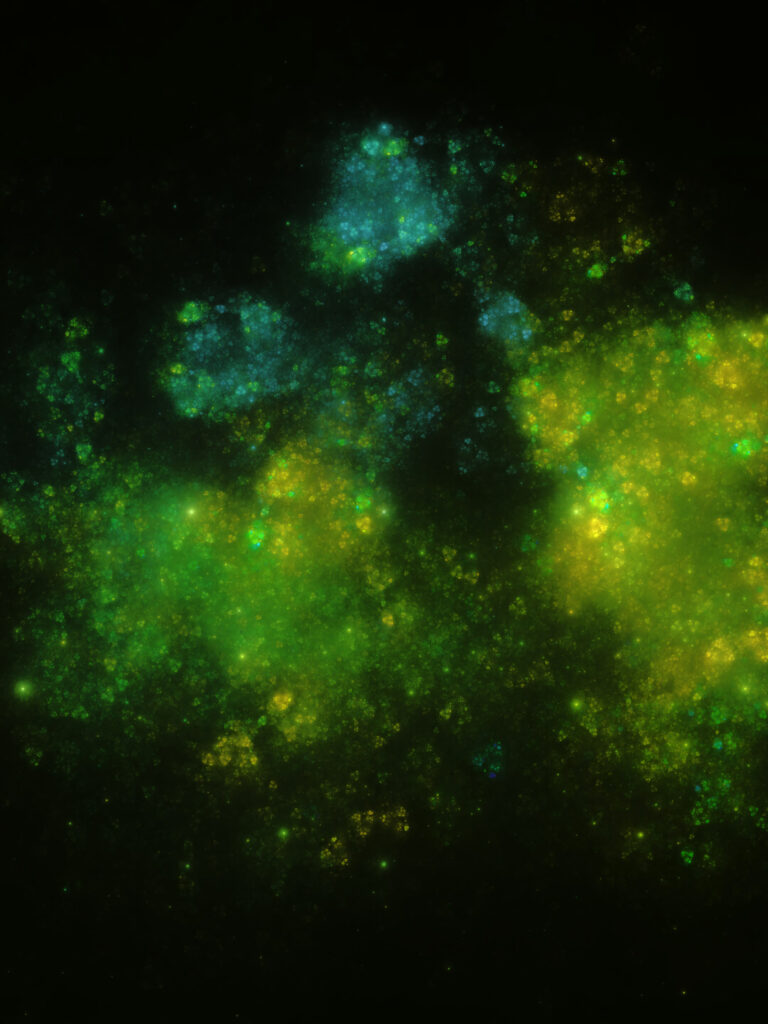 Cosmic Abstract Wallpaper: Ethereal Green & Blue Cloud Design