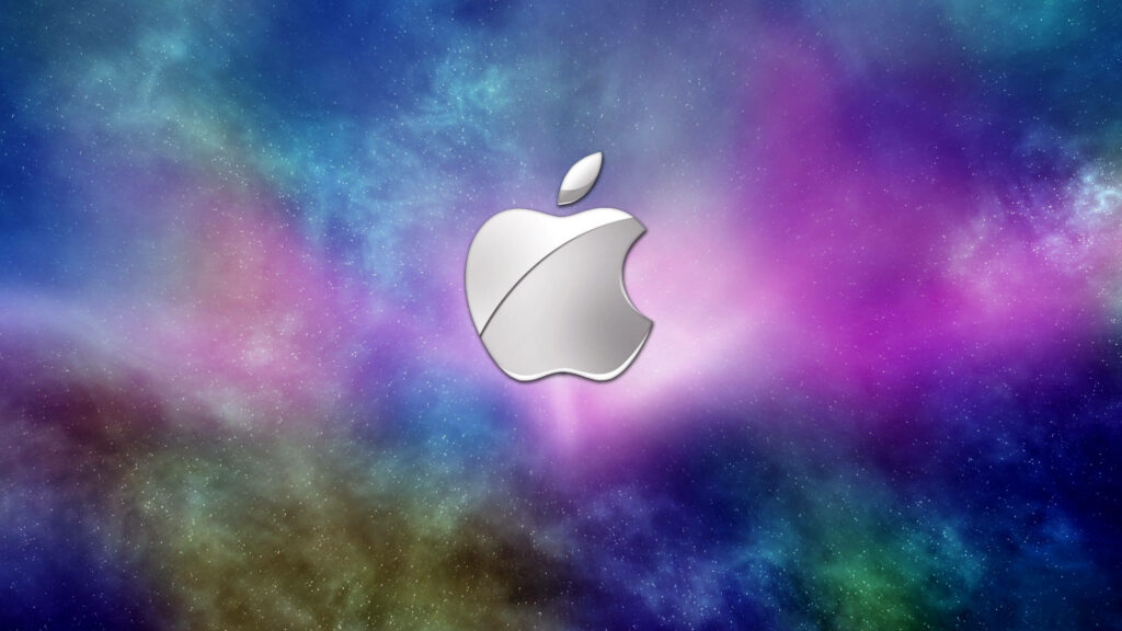 Silver Apple Emblem Shining Amidst Cosmic Splendor - 4k Ultra Hd Background Artwork Wallpaper