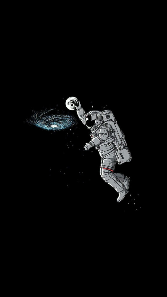 Creative Black & White Astronaut Basketball Wallpaper in Space